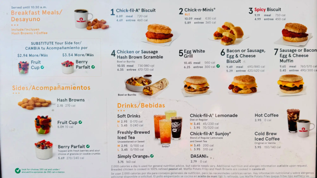 chick fil a menu